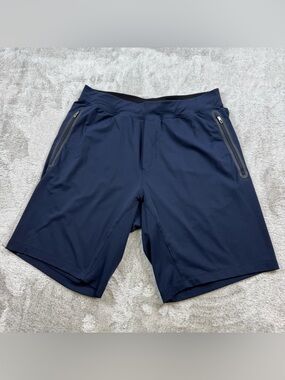 Lululemon athletic running shorts men’s size Large navy blue zip pockets